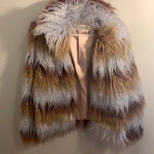 Multicolor faux fur jacket